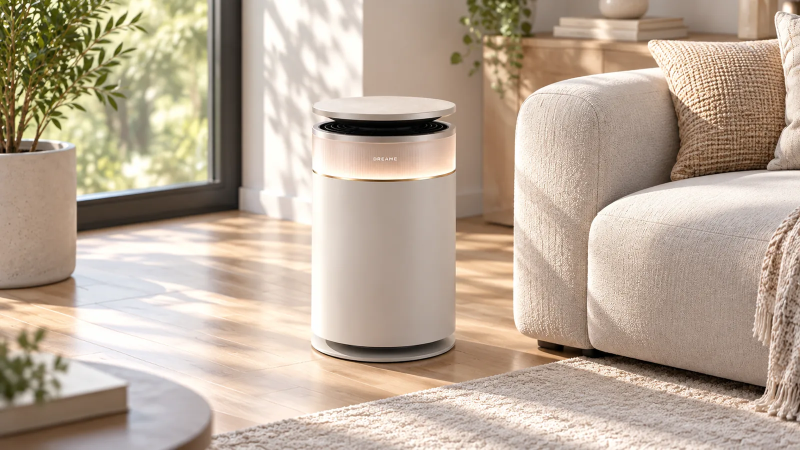 AI-assisted illustration of the Dreame FP10 Furcatch air purifier for a pet-friendly home