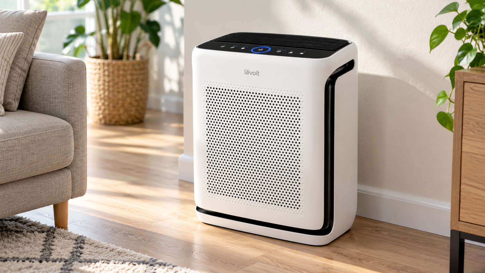 LEVOIT Vital 200S-P shown in a bright living-room setting