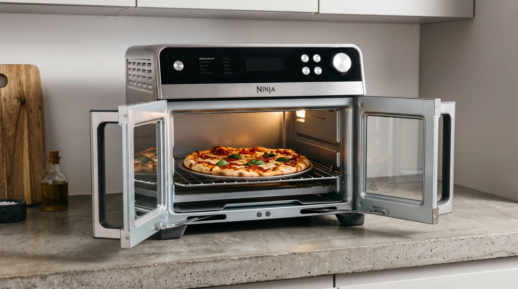 French Door Premier oven shown with a pizza inside