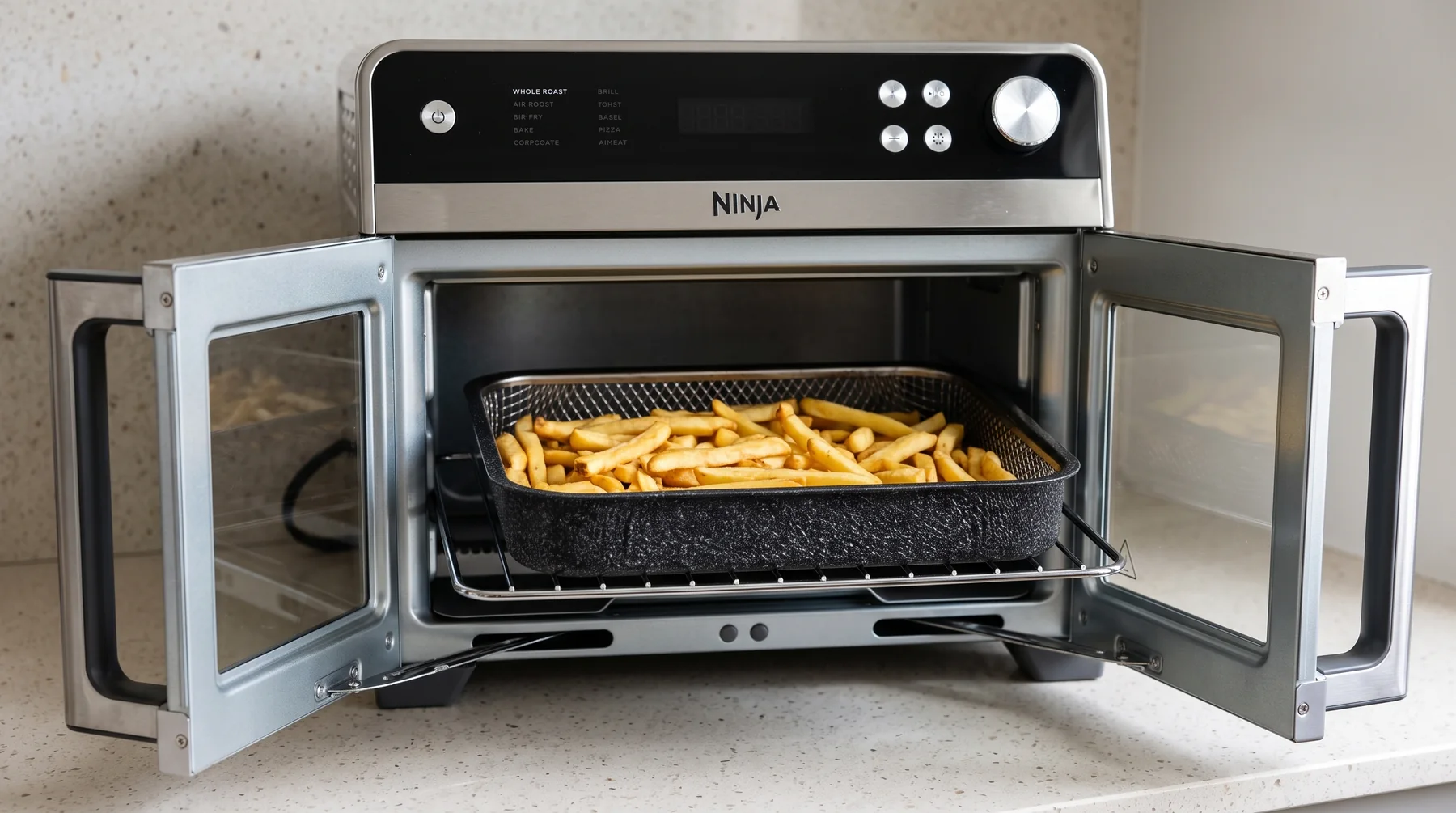 Air-fry basket detail shown with the French Door Premier oven